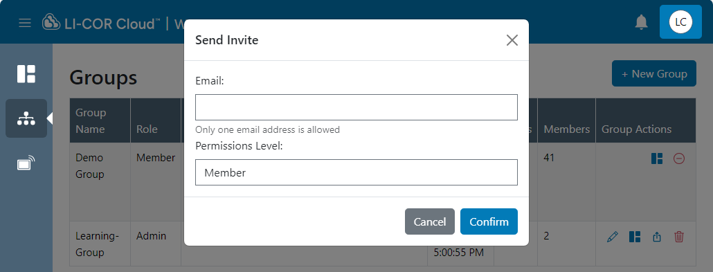 enter an email address to invite new members