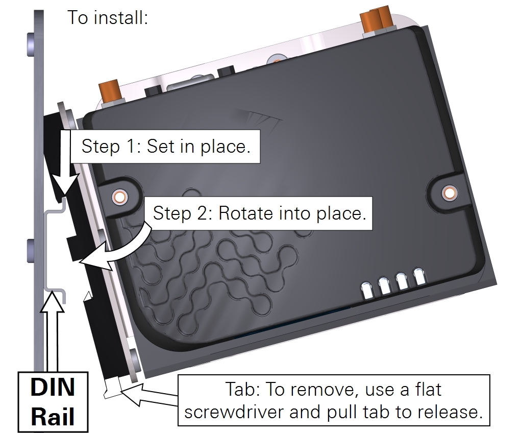 Attach the clip to the DIN rail.