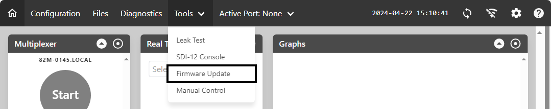 Firmware updates menu